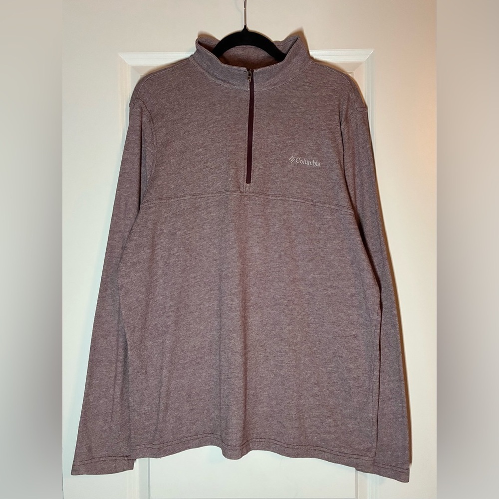Columbia | Quarter Zip Long Sleeve Pullover in Heathered Maroon Size Large